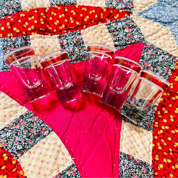 Vintage Set of 5 Shot Glasses with Ruby Flashing by Hazel Atlas - Picture 6 of 10